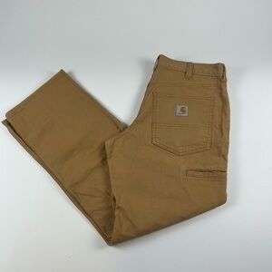Carhartt Men’s SZ 32x30 Tan Rugged Flex Work Pants Brown Canvas 5-Pocket BN2517
